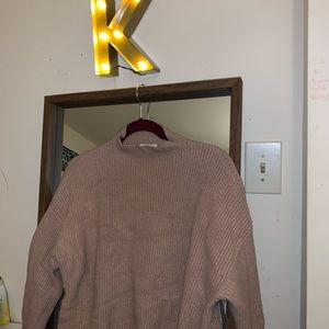 Beige mock neck knit sweater